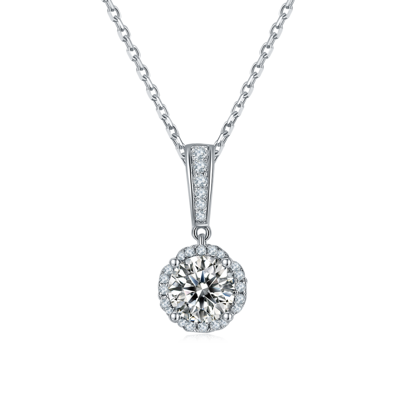 花样年华S925银镀白金MoissanitePendantStud Earring套装
